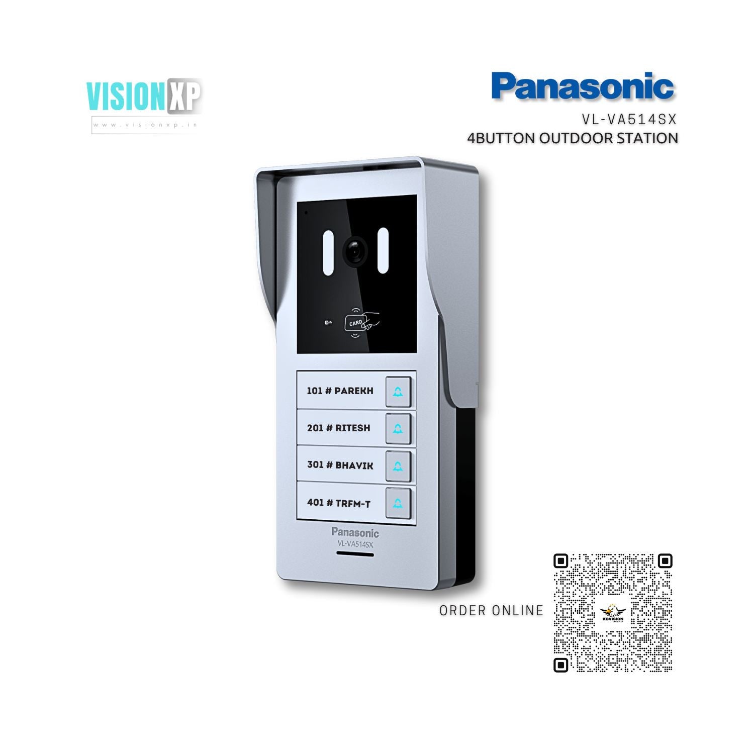 Panasonic VL-VA514SX 4-Button Outdoor VDP Video Intercom Door Station Panasonic VL-VA514SX 4-Button Outdoor VDP Video Intercom Door Station